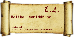 Balika Leonidász névjegykártya